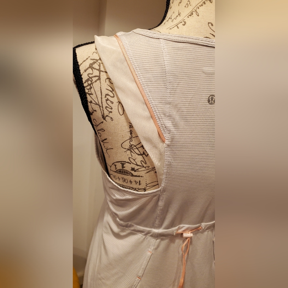 Lululemon Wet Dry Warm Toggle Tank Dress White and Gray Striped.Size S. - Picture 6 of 11